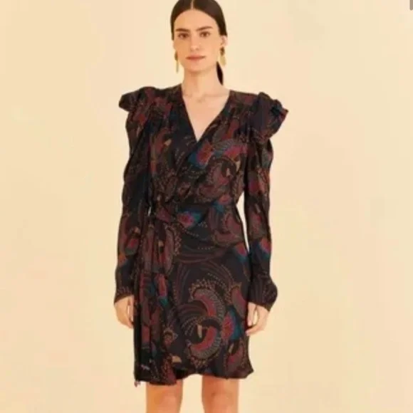 farm rio toucan mini dress Farm Rio Tucanes Wrap Mini Dress